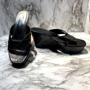 Enzo Angiolini leather wedge platforms